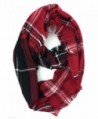 Plum Feathers Premium Plaid Print Infinity Scarf - Red-black-white - C5188UK2DHS