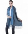 Niaiwei Long Pashmina Womens Wool Shawl- Bridal Extra Large shawl for Wedding Evening - Grey + Blue - CY186YSCU94