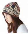 Womens Flower Print Fleece Lined Skull Casual Fit Cap Hat Ski Beanie - Wine Red-thick - C812MLT2ITP