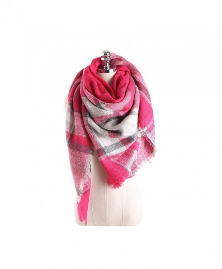 HITOP Women Tartan Scarf Stole Plaid Blanket Checked Scarves Wraps Shawl - Pink - C5186K9MQ66