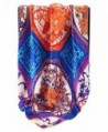 Grace Scarves 100% Silk Scarf- Large- Charmeuse - Floral Baskets- Blue/Orange - CB188QT752X