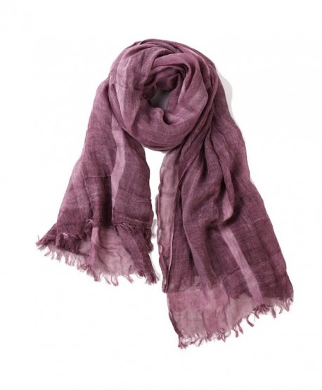 Puli Women's Lightweight Striped Long Scarf Summer Shawl Wrap - Purple And White - C517YY6LKAY