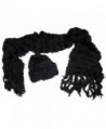 N'Ice Caps Womens Fancy Feather Yarn Hat And Scarf Accessory Set - Black - C9124NDYQRT