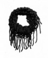 Women's Fashion Knit Infinity Scarves with Fringe - Black - C318064G330