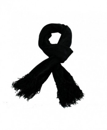 RW Chenille Long Soft Cozy Scarf - Black - CJ11USK6S6T