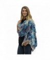 Blue Rose Floral Pashmina Shawl Scarf - CC11CD17D5L