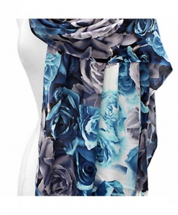 Blue Floral Pashmina Shawl Scarf in Wraps & Pashminas