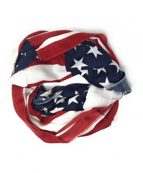 Large USA American Flag Red White and Blue Circle Infinity Scarf Shawl Wrap - Lightweight Flag - CX187KL64Z0