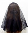 Anna Veils Chapel Catholic Veil Spanish Lace Mantilla Medium - Cross - Black - C9127JESE3V