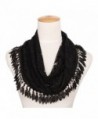 MissShorthair Womens Lightweight Lace Infinity Scarf with Tassels - Black Luck Leaf - CF1802TTOO5