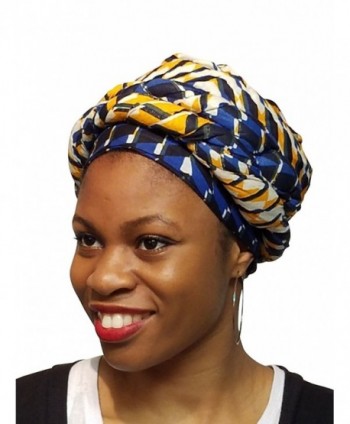 Blue and Orange African Print Ankara Modu Hat Pre-tied Head wrap - CT182T8LIDO