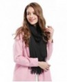 Women Solid Soft Cashmere Feel Shawl Wrap Scarf - Black - CL12629LR0V