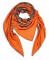 Helan Women's Real Natural Silk 140 X 140 cm Square Scarves - Orange Floral - CQ12MR68PVR