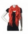 Purse babe Womens Net Chain Knitted Chunky Curly Scarf shawl With Lace And Fringe - Coral - C311QIFRWD1