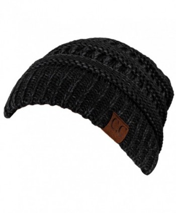 Funky Junque's C.C. Trendy Warm Chunky Soft Marled Cable Knit Slouchy Beanie - Black (23) - CF125MC6OWP