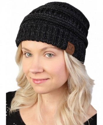 H 6800 06 Marled Ribbed Beanie Black in Cold Weather Scarves & Wraps