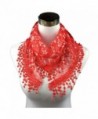 Iusun Soft Lace Tassel Sheer Burntout Floral Print Scarf Shawl Triangle Mantilla Wrap - Red - CC12N4Q1T5W