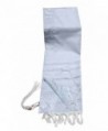 Acrylic (Imitation Wool) Tallit Prayer Shawl in White and Silver Stripes Size 18 x 72 - CP115BXO3T7