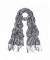 Classic Premium Houndstooth Infinity Loop & Oblong Fringe Scarf - Diff Colors - Oblong Black/White - CO120X8SJUX