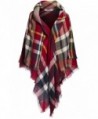 BodiLove Women's Multi-color Long Shawl Big Grid Winter Scarf Shawl - Navy Red - CE12MZ6IAXY