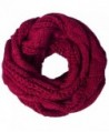 Loritta Womens Winter Warm Ribbed Thick Knit Infinity Scarf Circle Loop Cowl Scarf - Red Wine - CA1859DWQMN