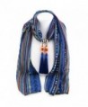 Ysiop Women Chiffon Geometric Scarf Necklace Vintage Bohemia Tassel Neckwear - Blue - CH12GMZK0FN