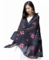 Women Exotic Style Floral Embroidery Silk Scarf Cotton Linen Pashmina Shawl Wrap Scarves - Black - C6184WIQKRT