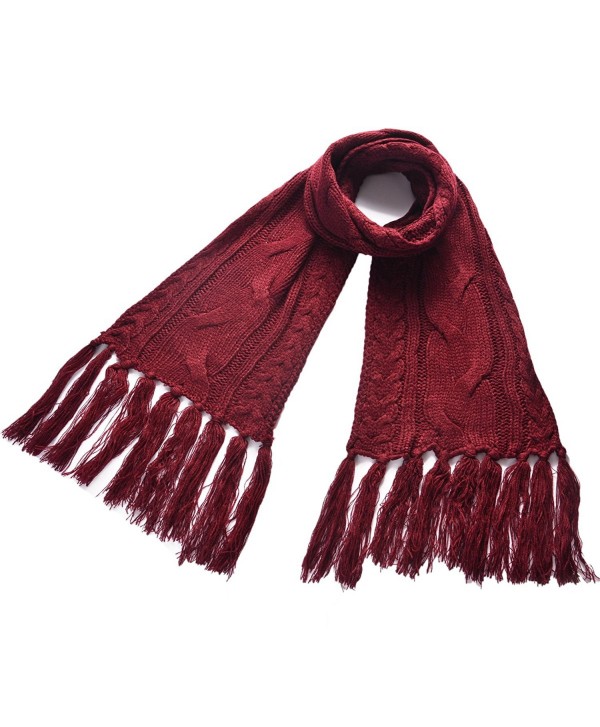 Royal Journey Women's Fashion Knit scarf Long Shawl Soft Winter Warm Infinity Scarf - Claret-red - CK12MYAT7T2