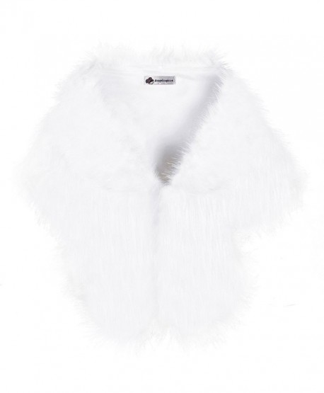 Pulula WISREMT Women's Elegant Faux Fur Shawl Wrap Shrug Fur Stole Wedding Bridal Evening Cover Up - White - CM188YSMCC4