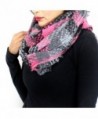 Soft Woven Plaid Infinity Scarf - Pink and Grey - CN127YK8G2J