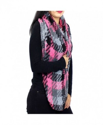 Basketweave Fringed Infinity Scarf Pink in Cold Weather Scarves & Wraps