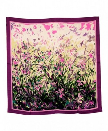 Dahlia Women's 100% Square Silk Scarf - Laurent Monteil Irises Painting - Purple - Laurent Monteil's Irises - CP11CMOXIOT