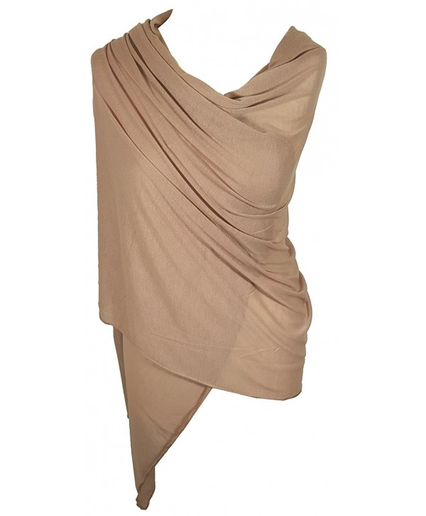 Ladies Jersey Scarf Wrap Stole Warm Soft Stretchy - Beige - CT12MY1BI6X
