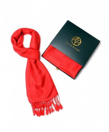 Alice Blake Premium Paisley Pashmina Scarf Shawl Wrap w/FREE Gift Box - Red/Red - C217YI6AAUX