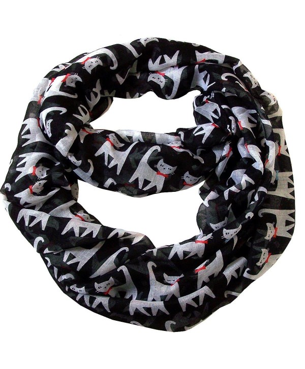 Infinity Cute Cat Print Viscose Scarf CSJ-L-18A (Black) - " Black " - C711YLBGP37