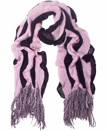 Acrylic Fashion Wavy Ruffle Knitted Tassel Ends Long Scarf Available - Fba - Purple - C4113ZMJSKP