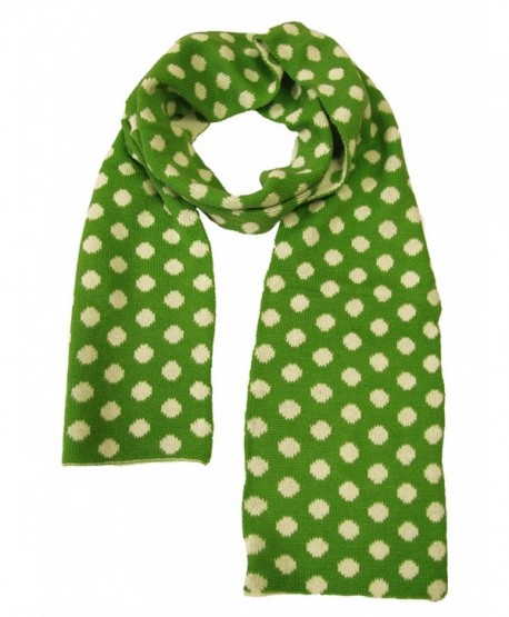 Couver Womens Ladies Dots Long Warm Winter Reversible Scarves - Lime Green / White - CX11TBB94N5
