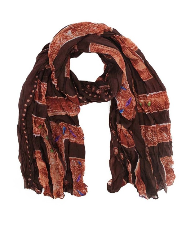 Exotic Jewel Print Light Scarf - Brown - C31185QWDL7