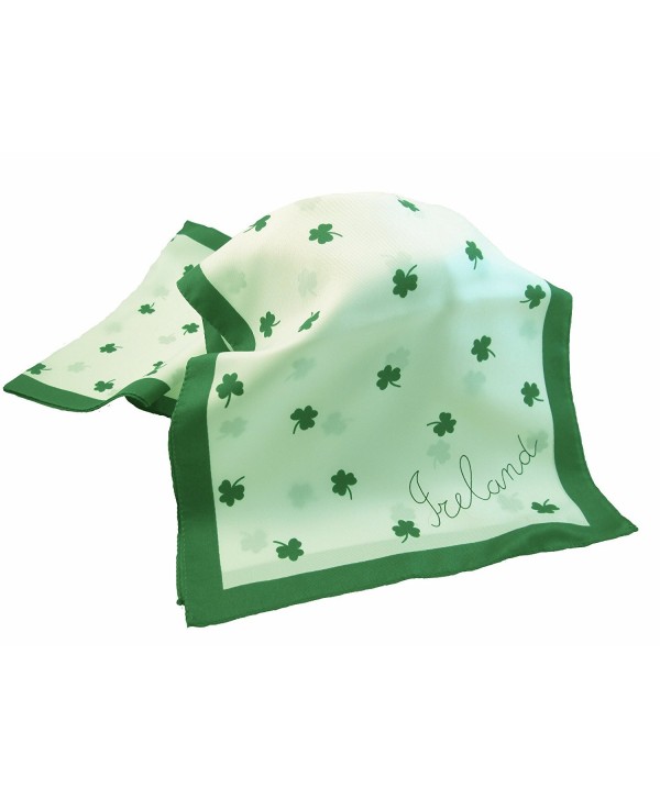 Shamrock Scarf 10?x 52 Green & White Polyester Made in Ireland - C9116JYYLF3