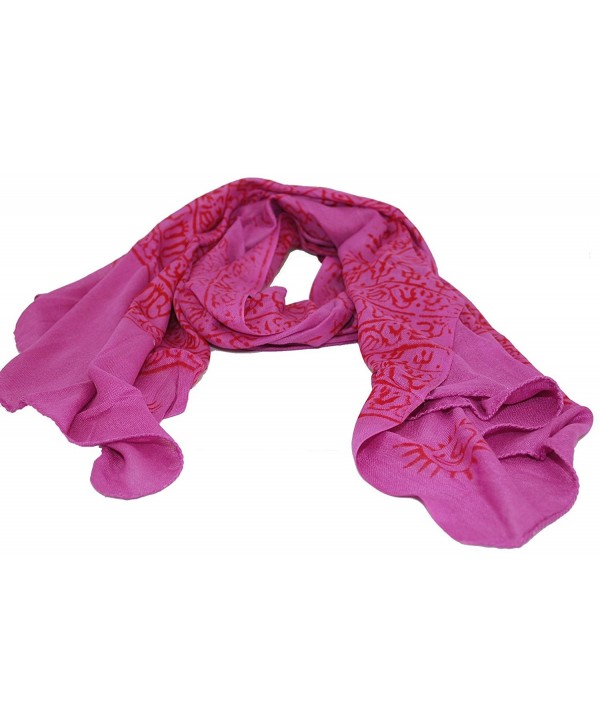 Women's Printed Ohm Prayer Meditation Yoga Scarf - Magenta - CS1874TMMLM