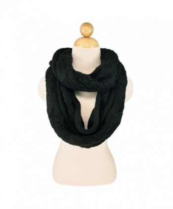 TrendsBlue Premium Winter Thick Infinity Twist Cable Knit Scarf - Diff Colors Avail. - Black - CV110FP0SV3