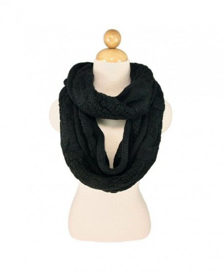 TrendsBlue Premium Winter Thick Infinity Twist Cable Knit Scarf - Diff Colors Avail. - Black - CV110FP0SV3