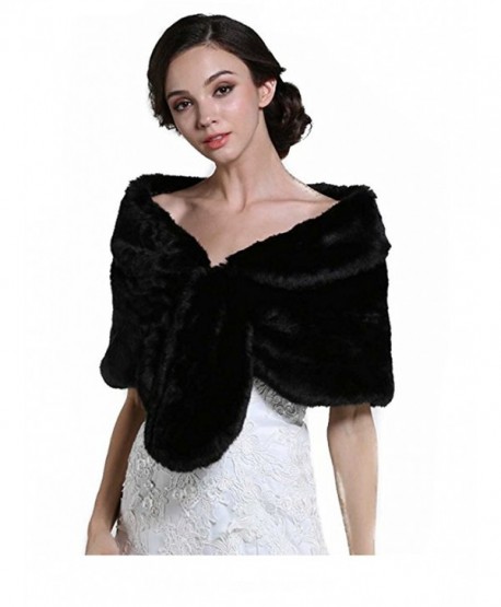 Aukmla Wedding Fur Wraps Shawls for Women with Clasps - Black - C6185THG0UG Aukmla Wedding Fur Wraps Shawls for Women with Clasps - Black - C6185THG0UG