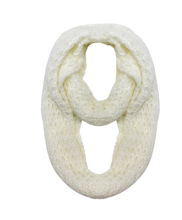 Mohair Winter Knit Infinity Scarf - Ivory - CA1103TMOGX