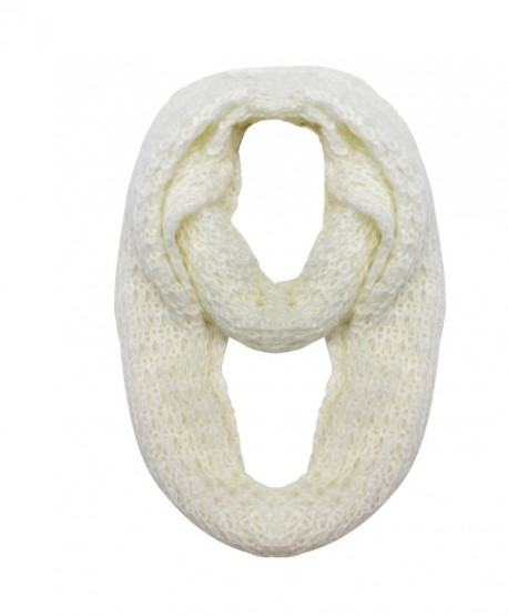 Mohair Winter Knit Infinity Scarf - Ivory - CA1103TMOGX