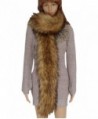 VamJump Women Winter Warm Faux Fox Raccoon Fur Collar Long Scarf - Kahki - CV127Z34O1H