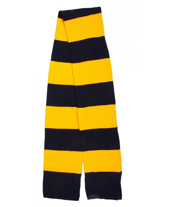 Long Acrylic Knitted Scarf for Men/Women Winter Stripe Neck Warmer Scarf - Navy/Gold - CR11HV66WFP
