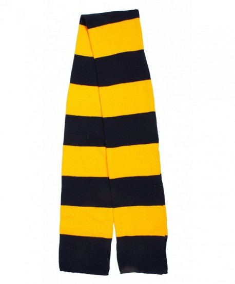 Long Acrylic Knitted Scarf for Men/Women Winter Stripe Neck Warmer Scarf - Navy/Gold - CR11HV66WFP