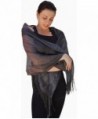 Sheer-Delights Fringed Mesh Evening Wrap Shawl for Prom Wedding Formal - Black/Silver - C411CRKV5XJ