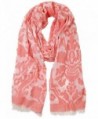 Funky Junque's Women's Spring/Summer Floral Damask Frayed Fringe Edge Scarf - Coral - C412DUC9SYP